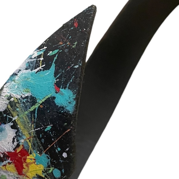 Handmade Color Splash Leather Black Belt Silver Tone Hardware (NWOT) - Picture 4 of 9